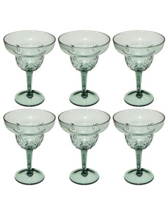 Embossed Leaf Acrylic Margarita Glasses, Set of 6