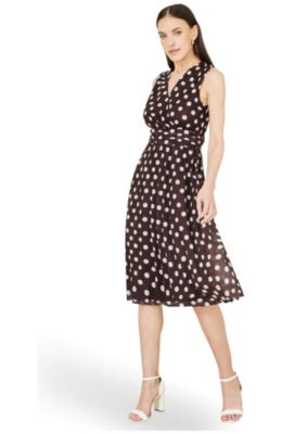 Yumi Women's Polka Dot Mesh Wrap Skater Dress - Macy's