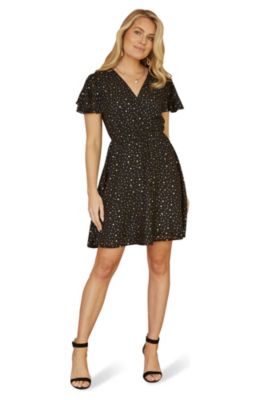 Women's Skater Dress With Mini Star Foil Print