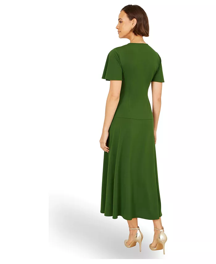 Women's Ruched Front Stretch Midi Dress - thumbnail 8