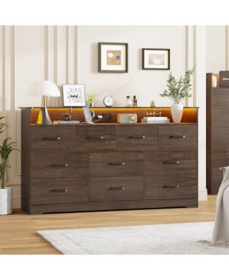 10-Drawer Wooden Dresser, Modern Closet Storage Cabinet for Bedroom, Living Room
