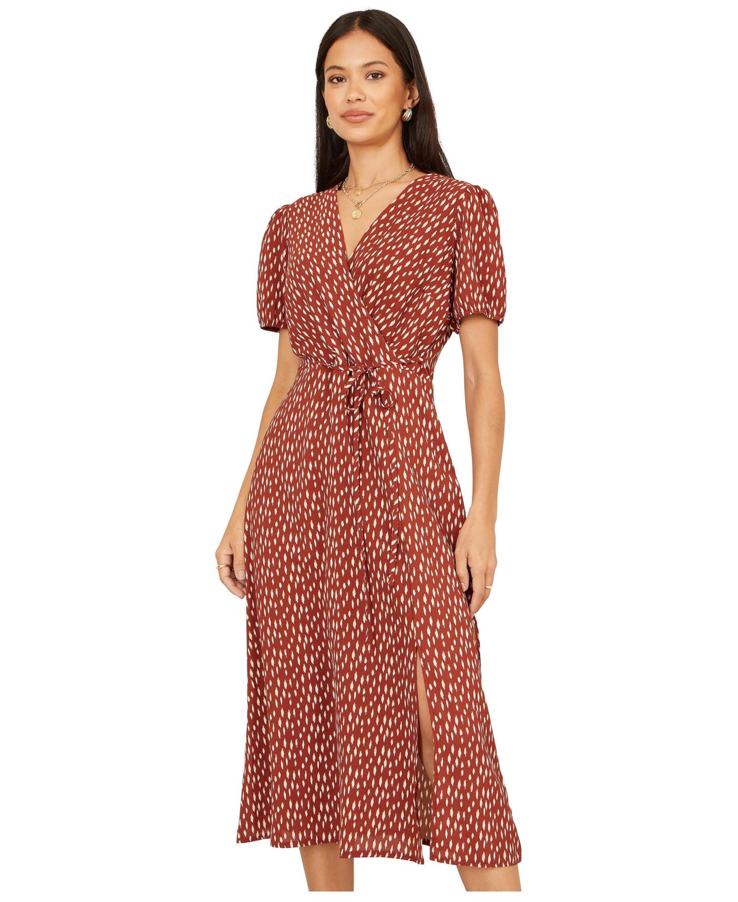 Women's Spot Wrap Midi Dress