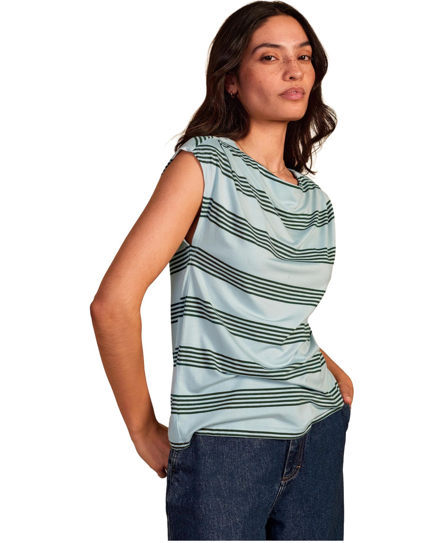 Women's Slash Neck Cap Sleeve T-Shirt