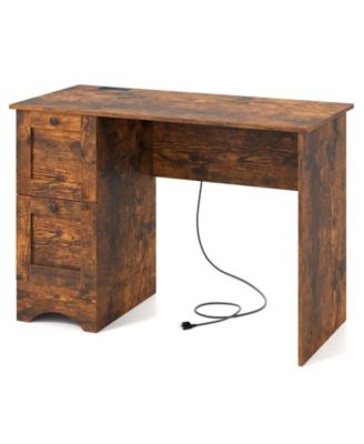 Modern Wooden Computer Desk with 2 Drawers Workstation