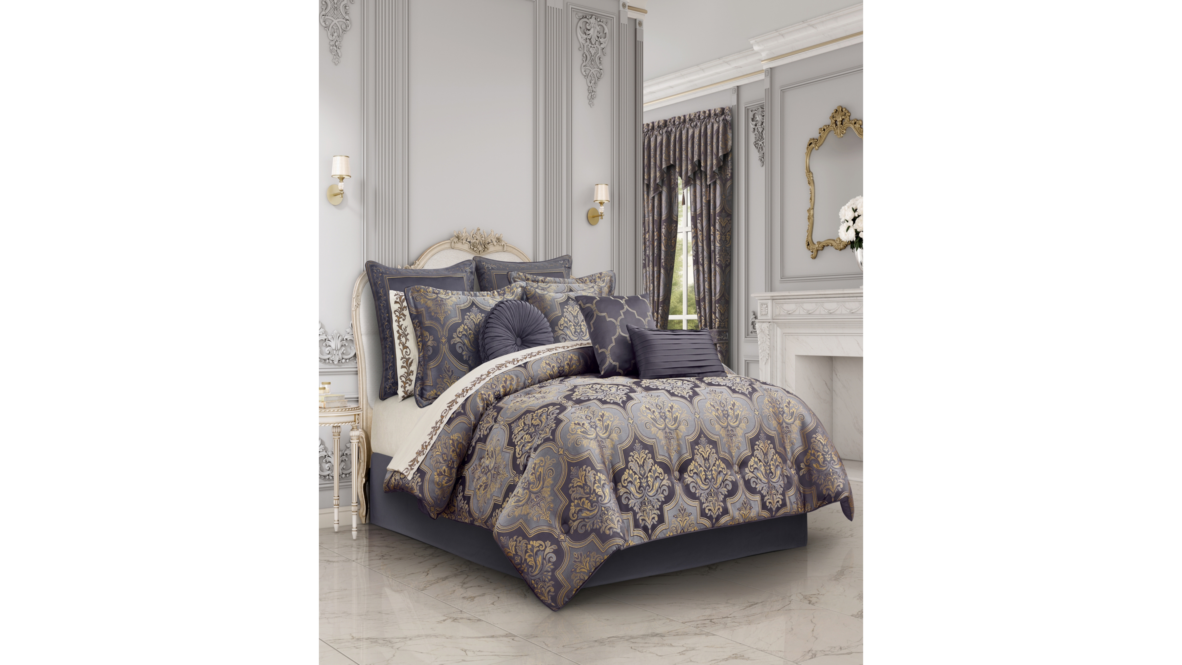 Five Queens Court Manchester Floral 4-Piece Comforter Set, Queen