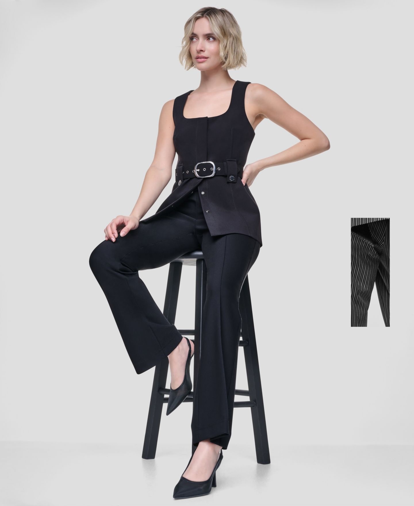 Женский жилет DKNY Belted Sleeveless Vest, цвет: Чёрный — фото 5