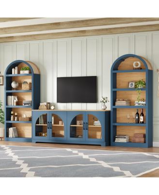 Retro TV Stand Set Bookshelf