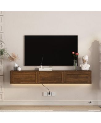 Floating LED TV Stand with Power Outlet