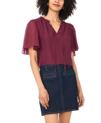 Women's Tie-Neck Short-Sleeve Blouse