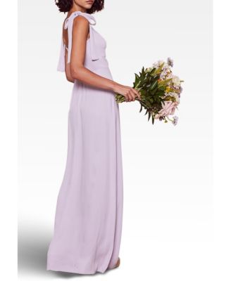 coral satin bridesmaid dresses Light Coral Tie Back Chiffon Bridesmaid Dress with Ruffles – FancyVestido