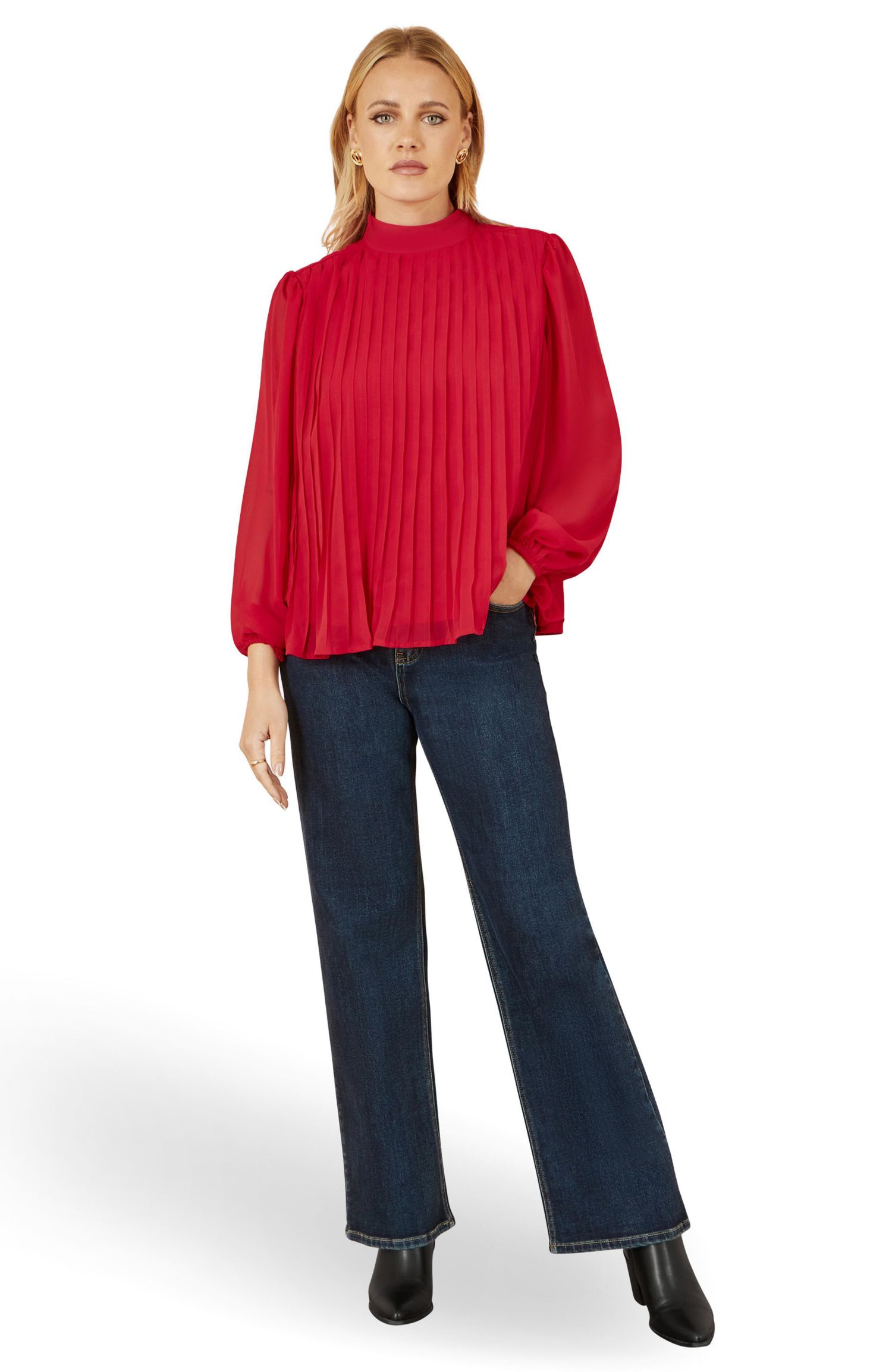 Women's Pleated Long Sleeve Top