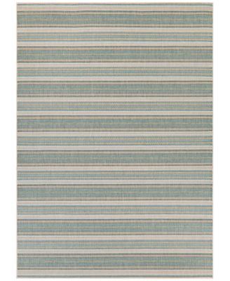 Couristan - Monaco Indoor/Outdoor Marbella Blue Mist-Ivory 3'9" x 5'5" Area Rug