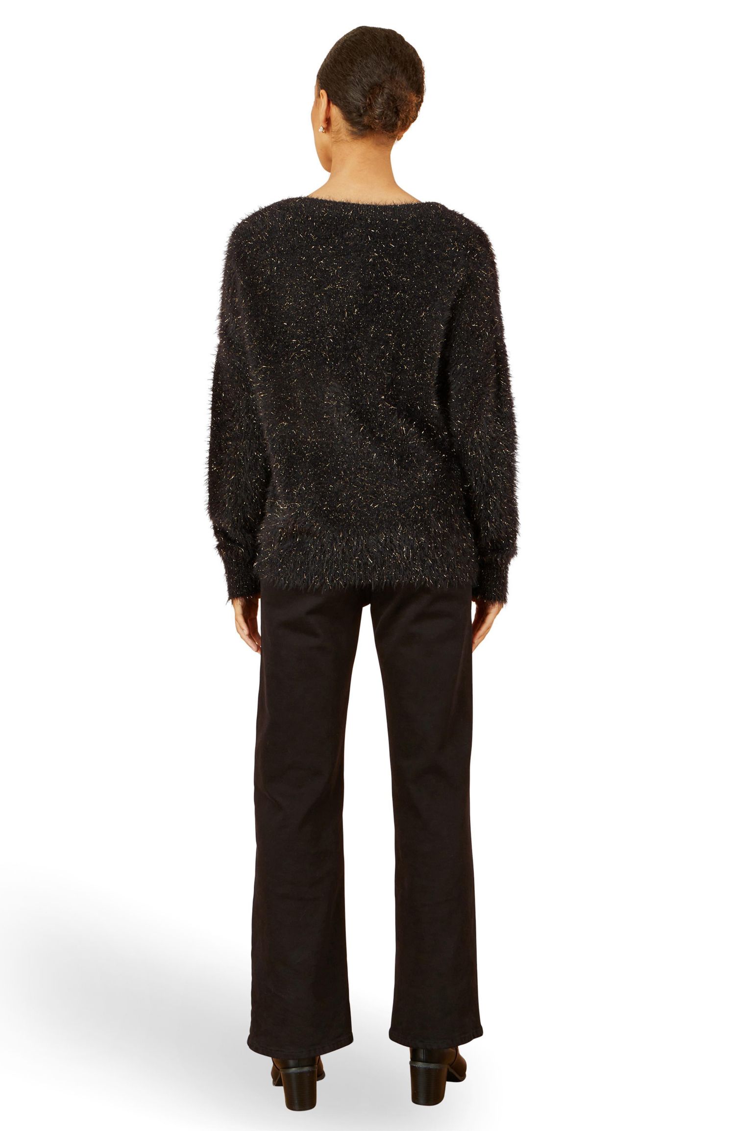 Women's Metallic Fluffy Eyelash Relaxed Jumper