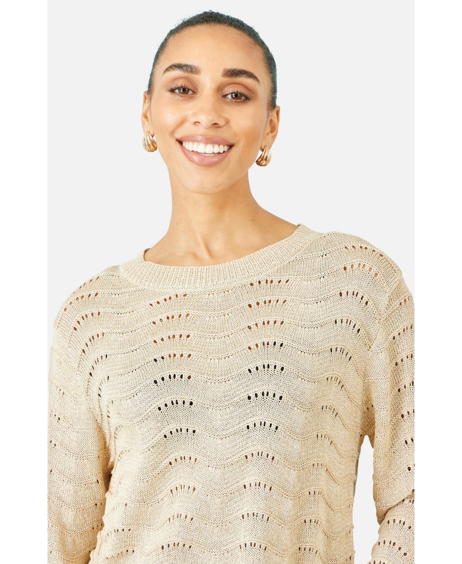 Women's Wave Metallic Thread Relaxed Jumper