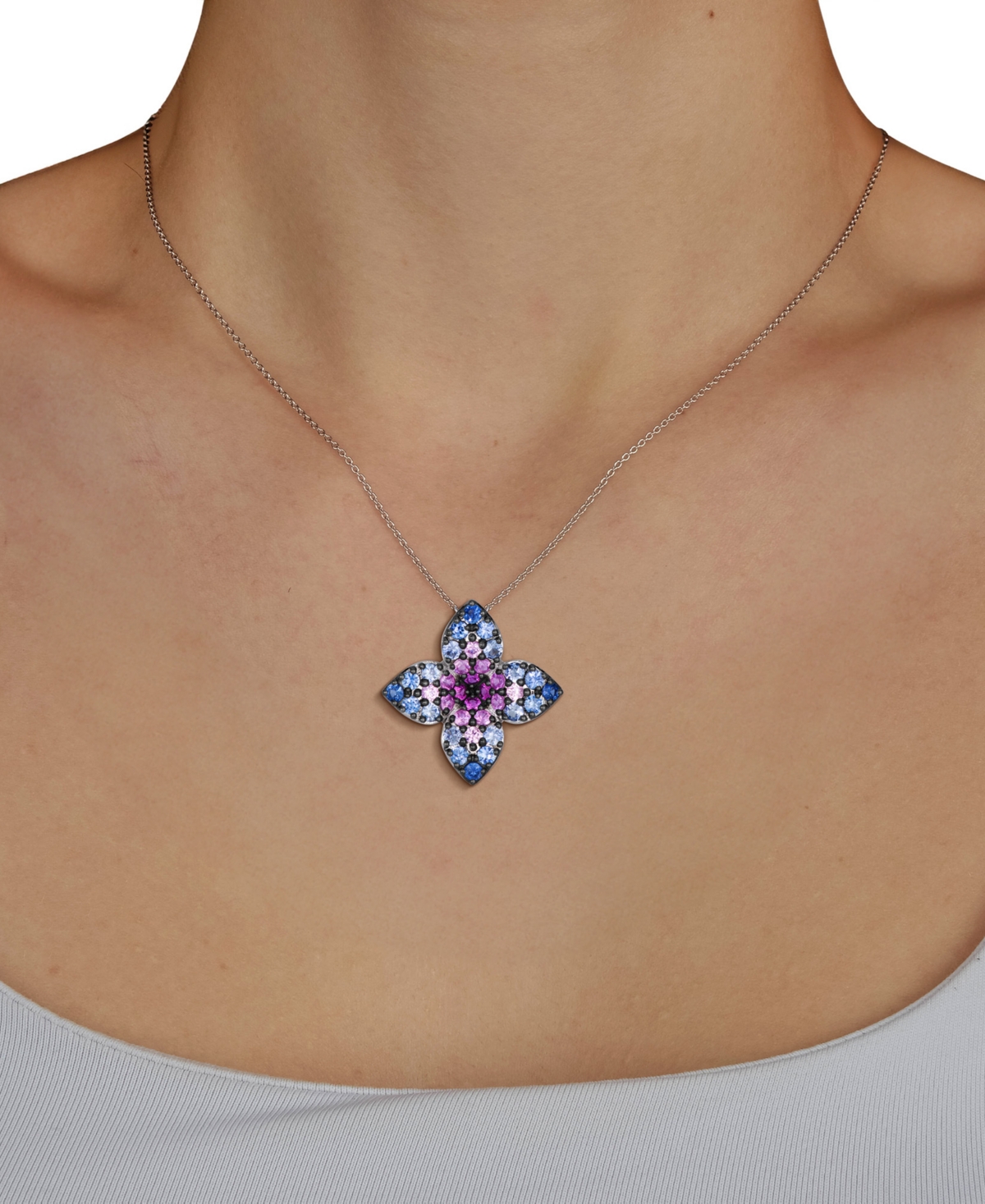 Le Vian Sapphire Ombre & Sapphire (1-3/8 ct. t.w.) Pendant Necklace in 14k Vanilla Gold