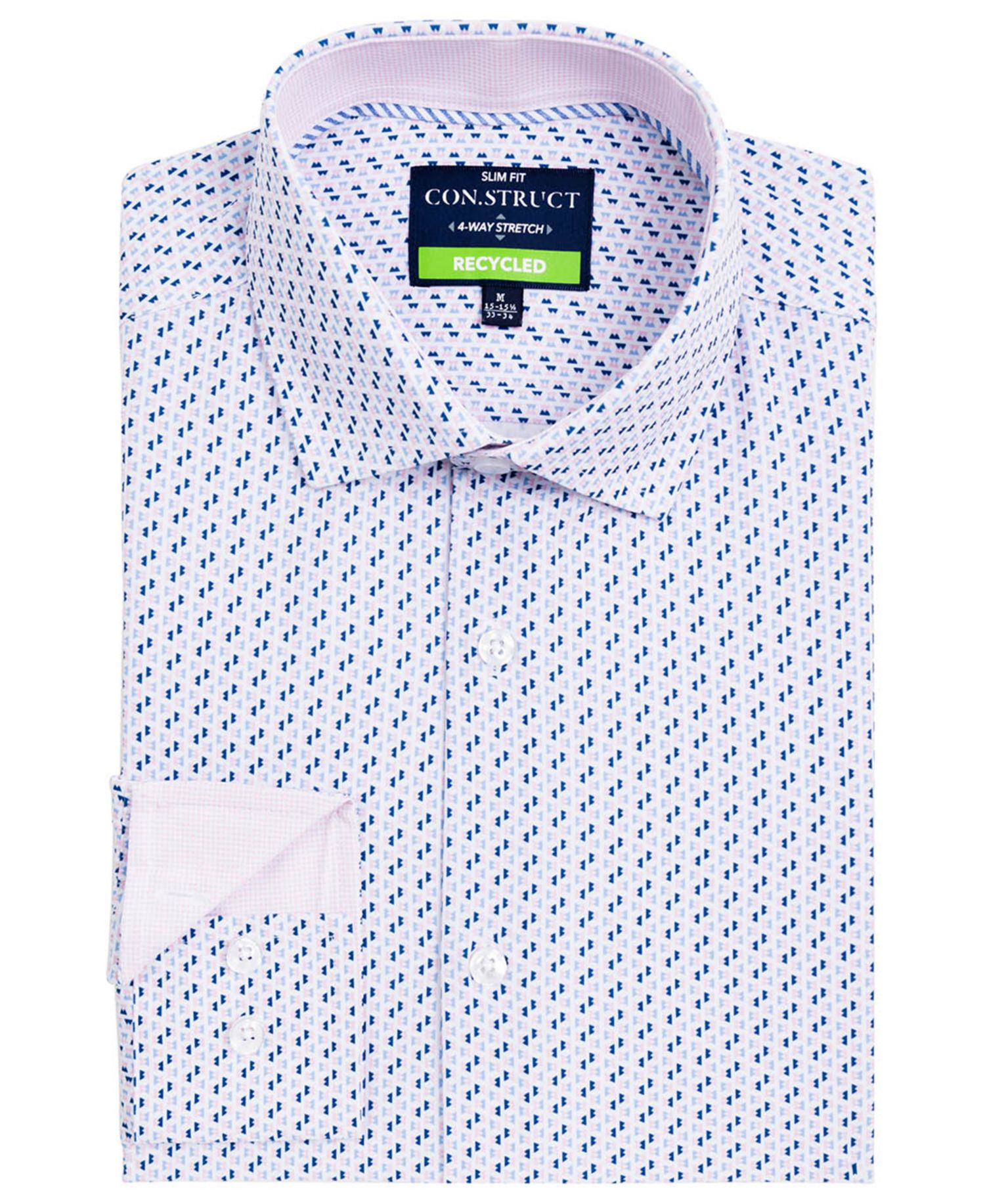 Men's Triangle Print Spread Collar Dress Shirt
