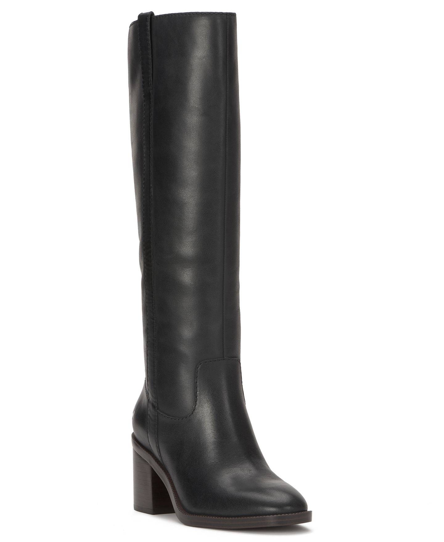 Женские ботинки Lucky Brand Adana Tall Block Heel Boots, Regular, Wide and Extra-Wide Calf, цвет: Чёрный кожаный — фото 1