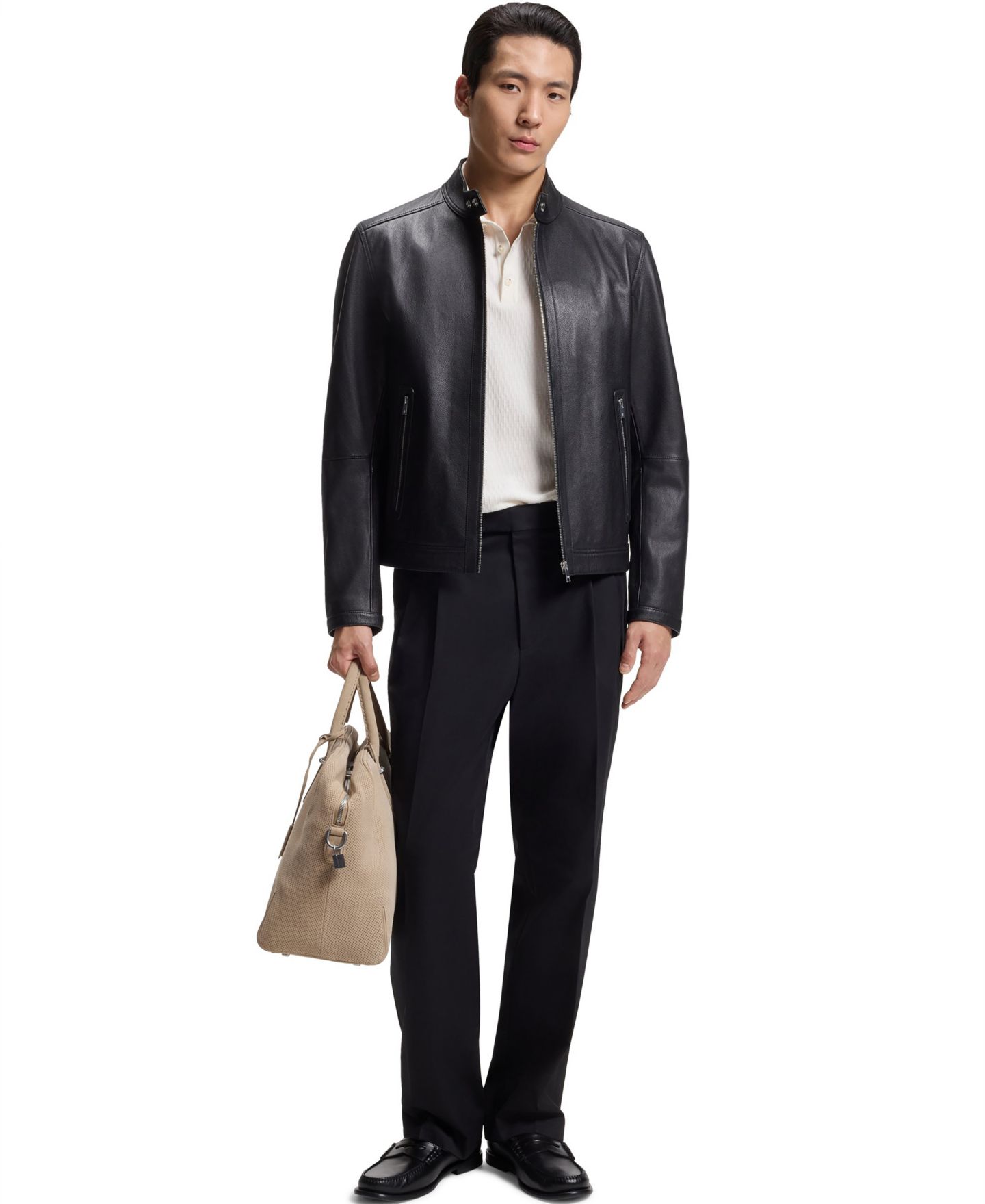 Мужская трикотажная рубашка-поло Hugo Boss из фактурной ткани, обычный крой, цвет: Тёмный синий — фото 10