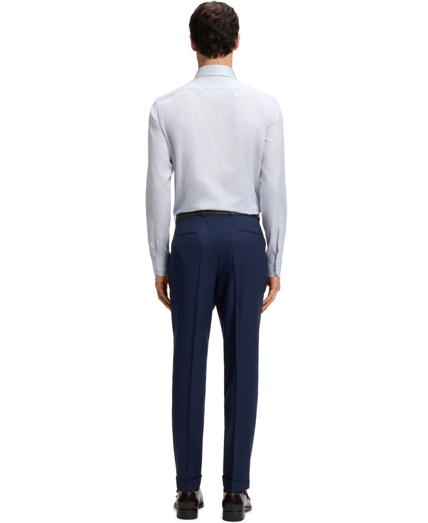 Мужская рубашка Hugo Boss Cotton Slim-Fit Striped Dress Shirt, цвет: Тёмный синий — фото 3