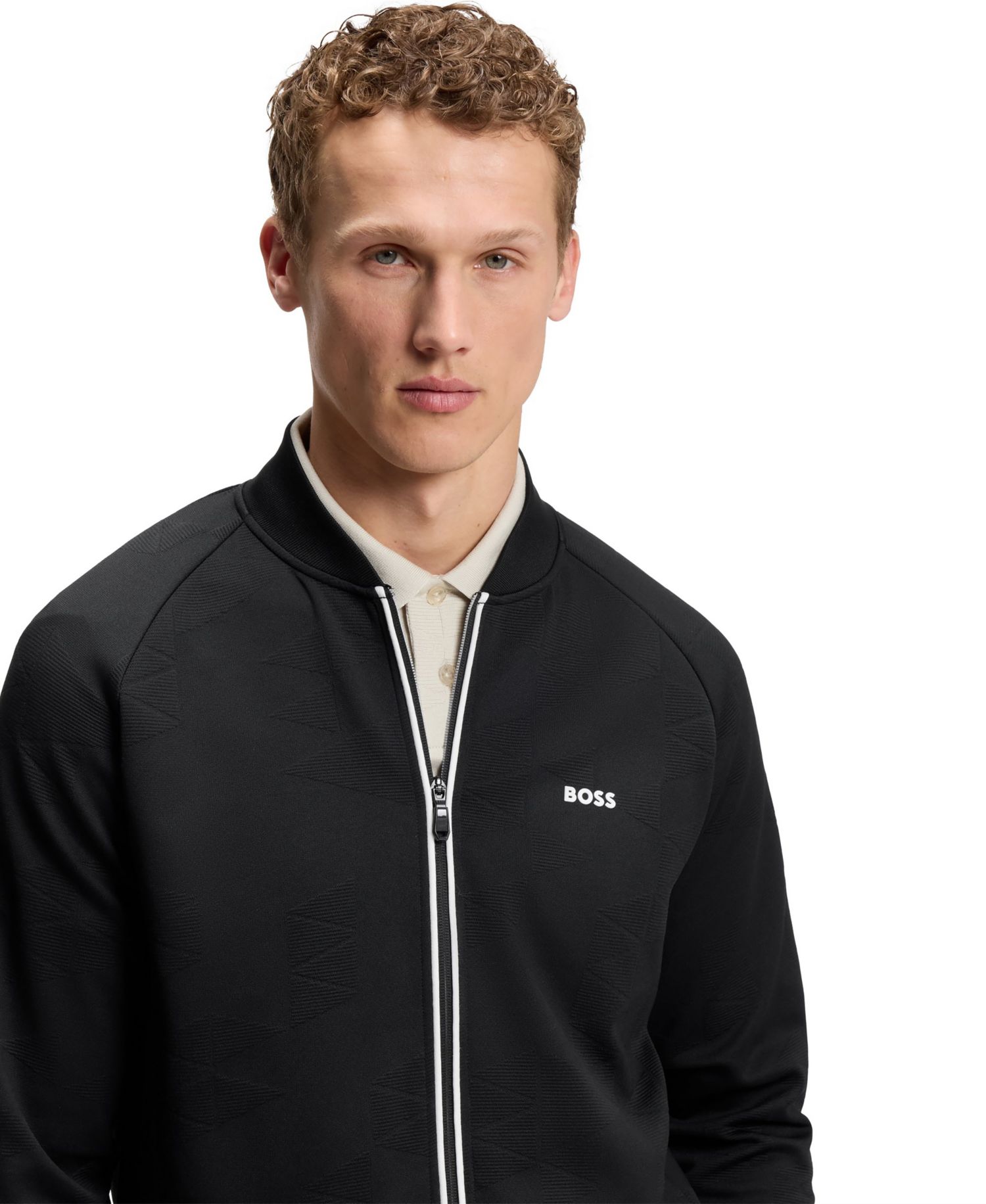 Men's Triangle-Jacquard Zip-Up Sweatshirt