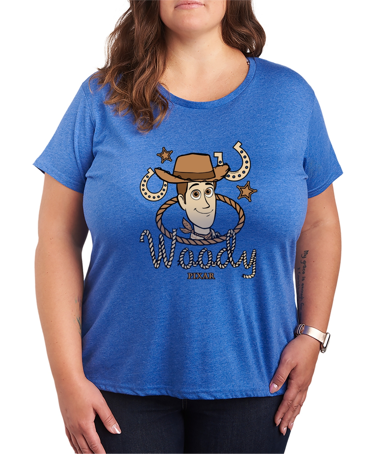 Hybrid Apparel Plus Size Toy Story 5 Cowboy Woody Short-Sleeve Graphic T-Shirt - Heather Royal Blue