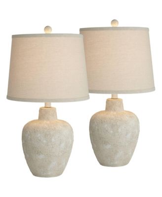 Romeo 23 1/2" High Jar Farmhouse Rustic Accent Table Lamps Set of 2 Distressed Earth Tone Finish Living Room