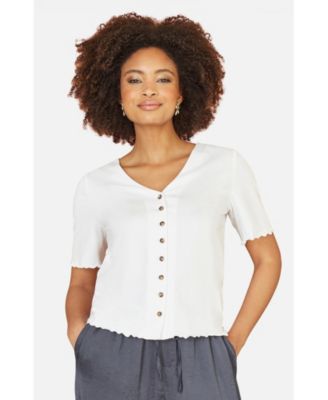 Women's Cotton Button Detail T-Shirt