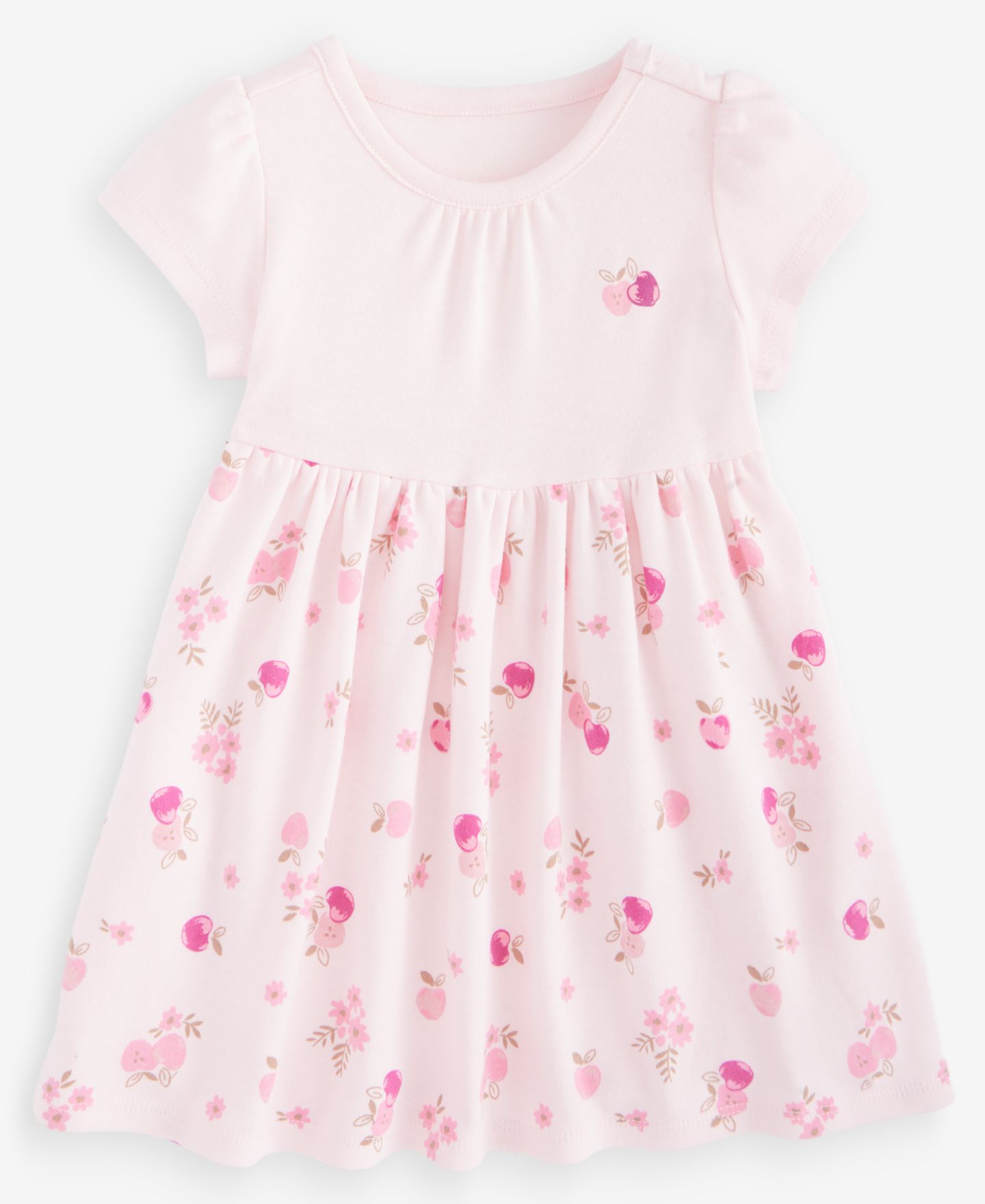 Платье First Impressions Short-Sleeve Apple-Print Dress для девочек-малышей, цвет: Розовый — фото 1