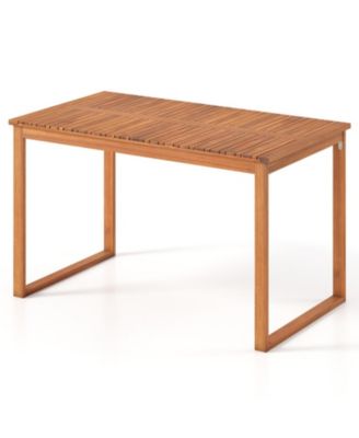 Acacia Wood Outdoor Dining Table with Slatted Tabletop for Garden
