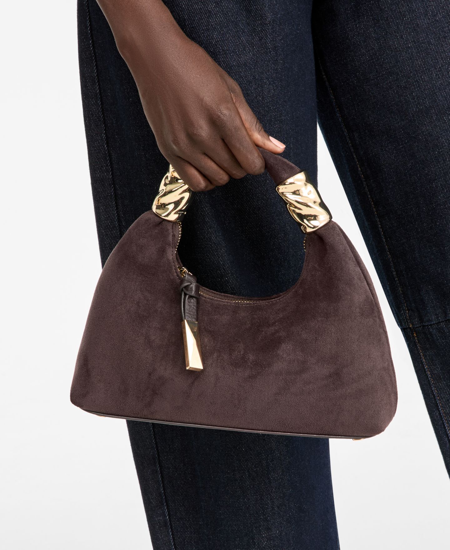 Женская сумка I.N.C. International Concepts Nyrah Mini Suede Hobo, цвет: Шоколадный сливовый — фото 2