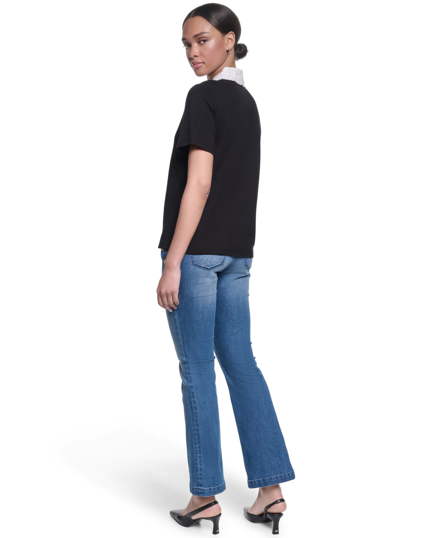Women's Collared Short-Sleeve Blouse Top