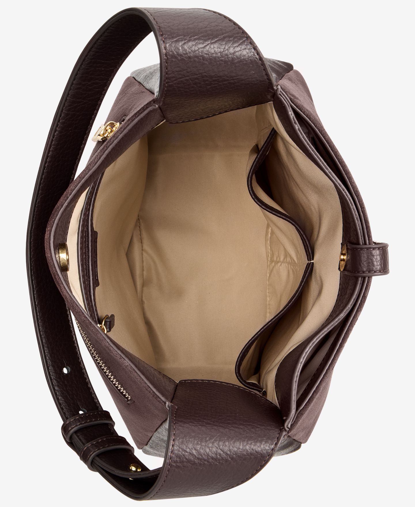 Женская сумка I.N.C. International Concepts Salee Suede Shoulder, цвет: Шоколадный сливовый — фото 5