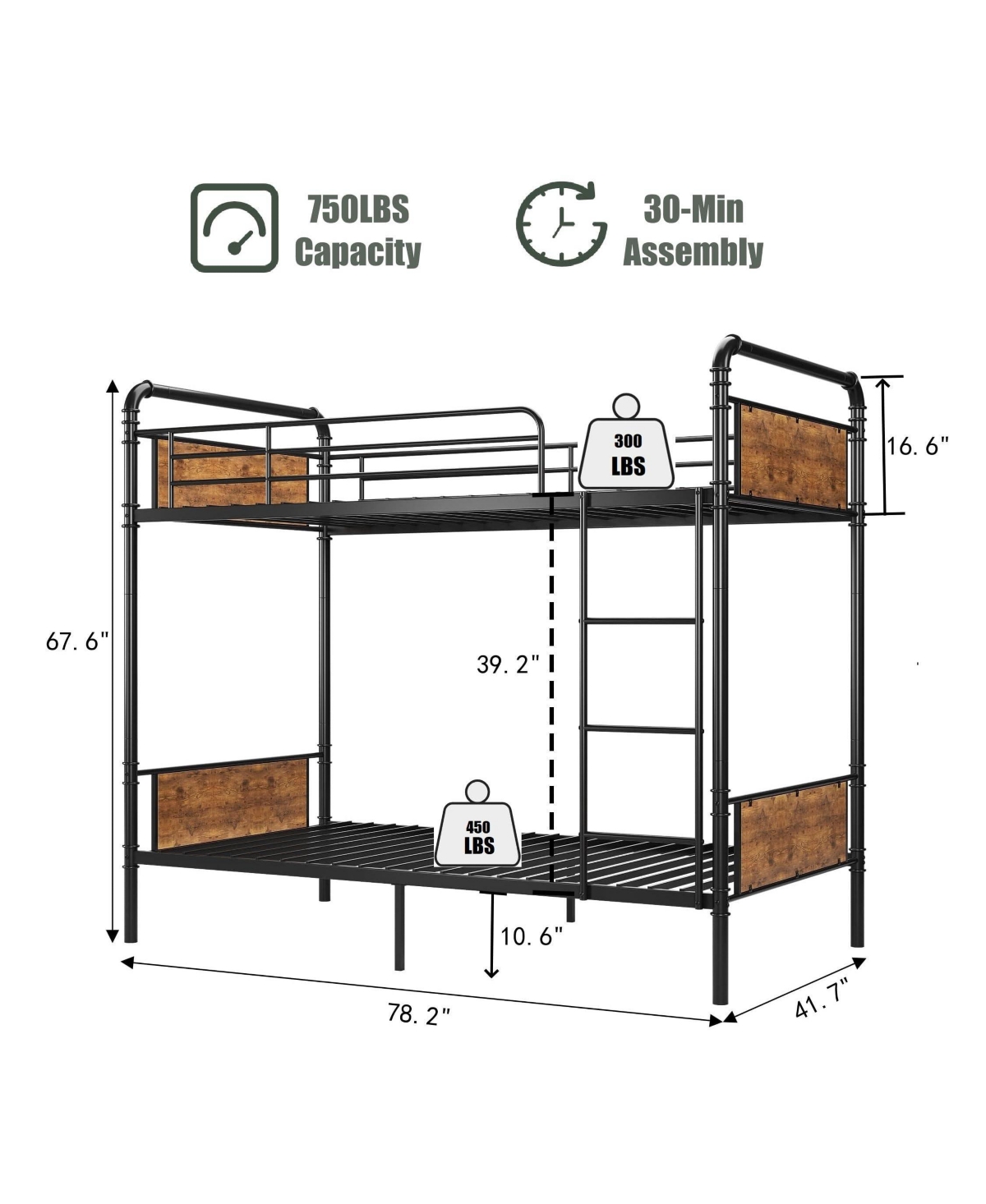 Gaomon Metal Bunk Bed Twin Over Twin for Kids
