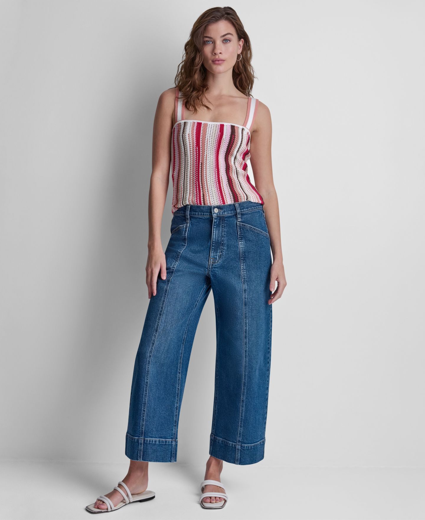 Женские джинсы DKNY Jeans High Rise Cropped Wide Leg Utility, цвет: Richmond — фото 2