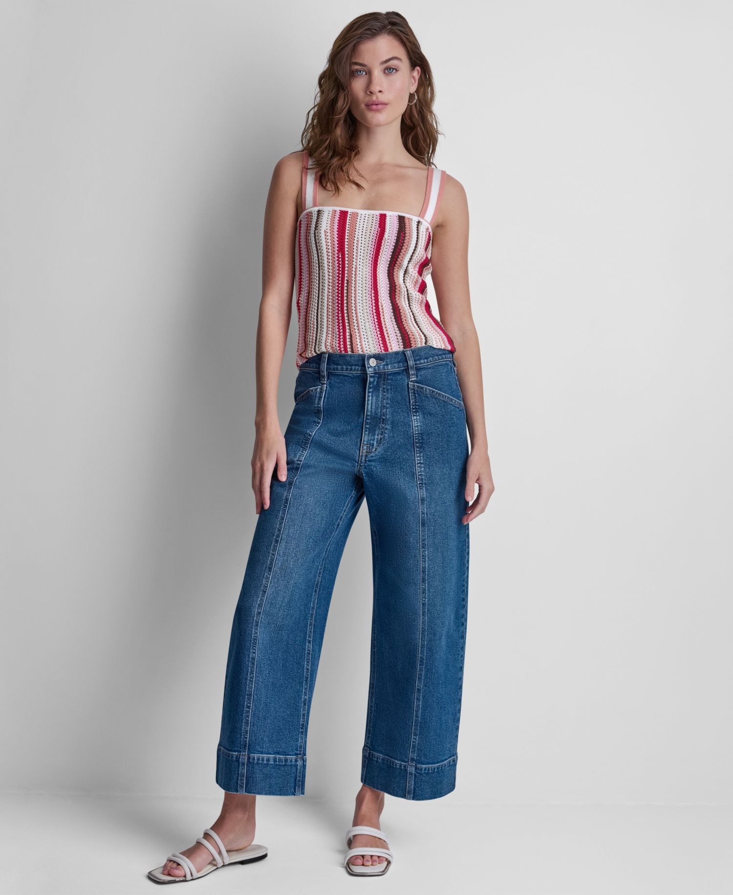 Women's High Rise Cropped Wide Leg Utility Jeans