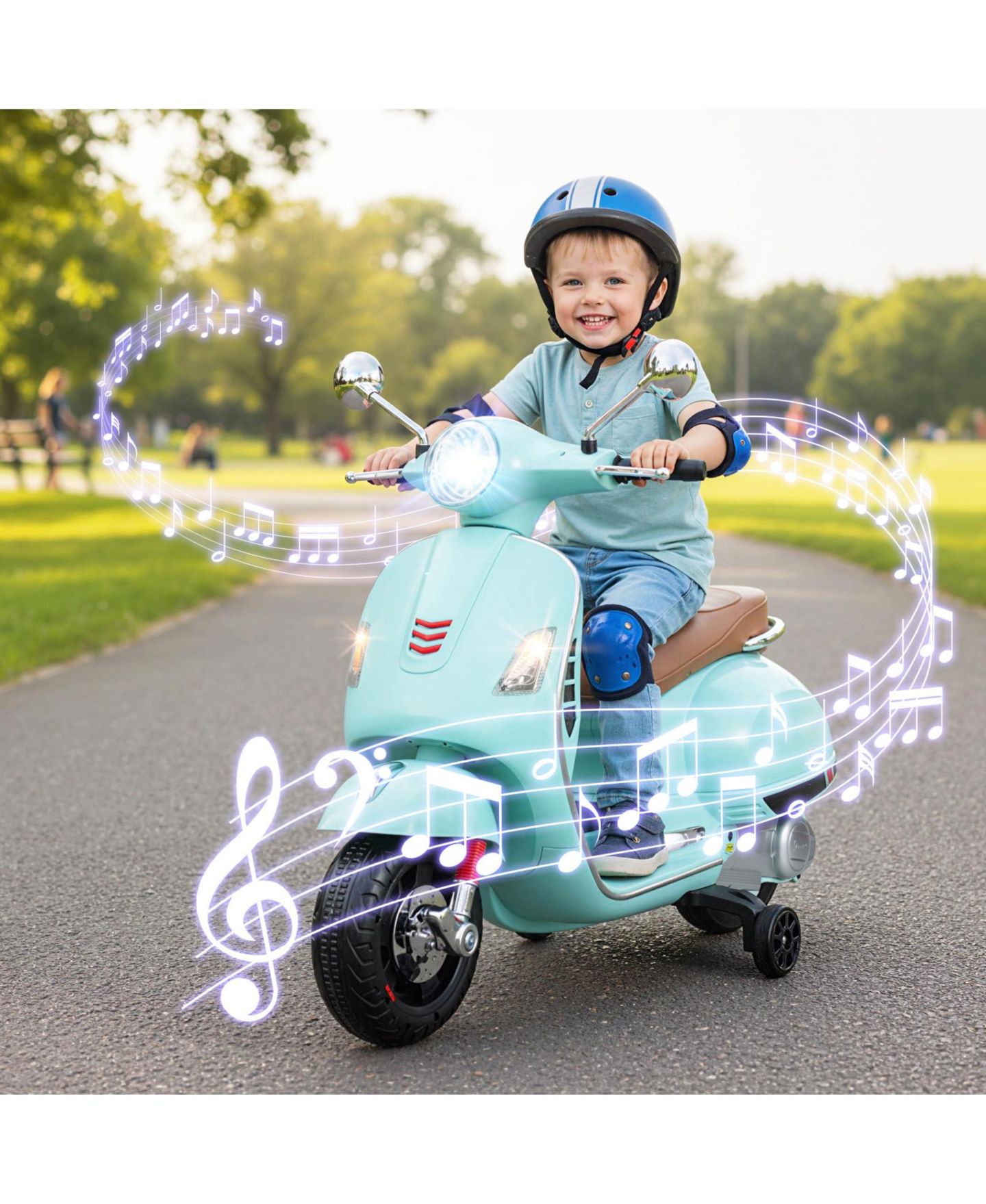 Детская игрушка Slickblue 12V Battery-Operated Kids Motorcycle with Training Wheels and LED Lights, цвет: Зелёный — фото 4