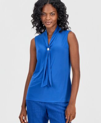 Women's Embellished-Tie-Neck Sleeveless Top