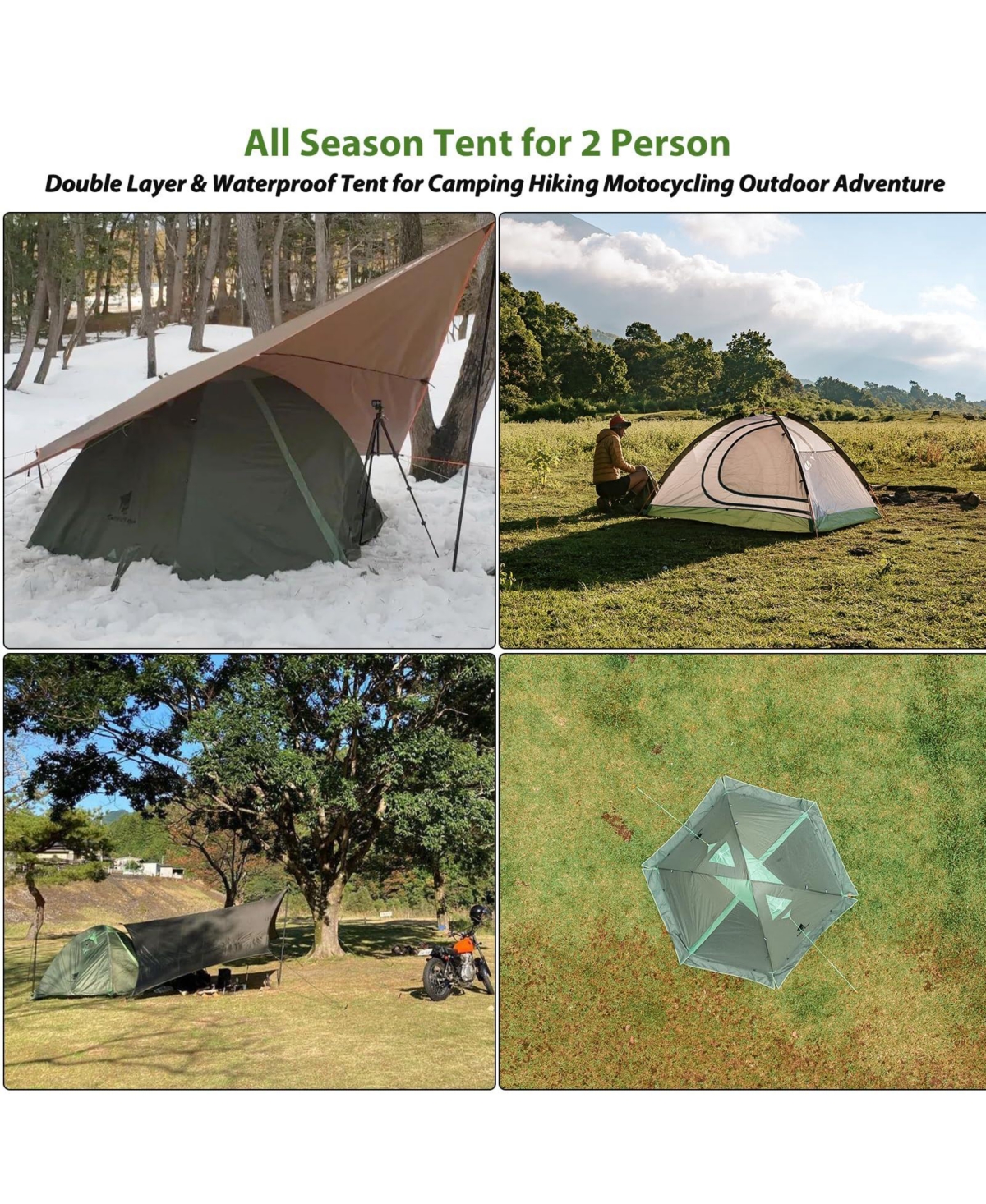 Naturehike Ultralight 2 Person Backpacking Tent 4 Season Waterproof Camping Double Layer Cold Weather Easy Set Up Tents for Family Camp