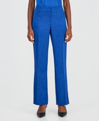 Women's Textured High-Rise Straight-Leg Trousers, Regular & Petite