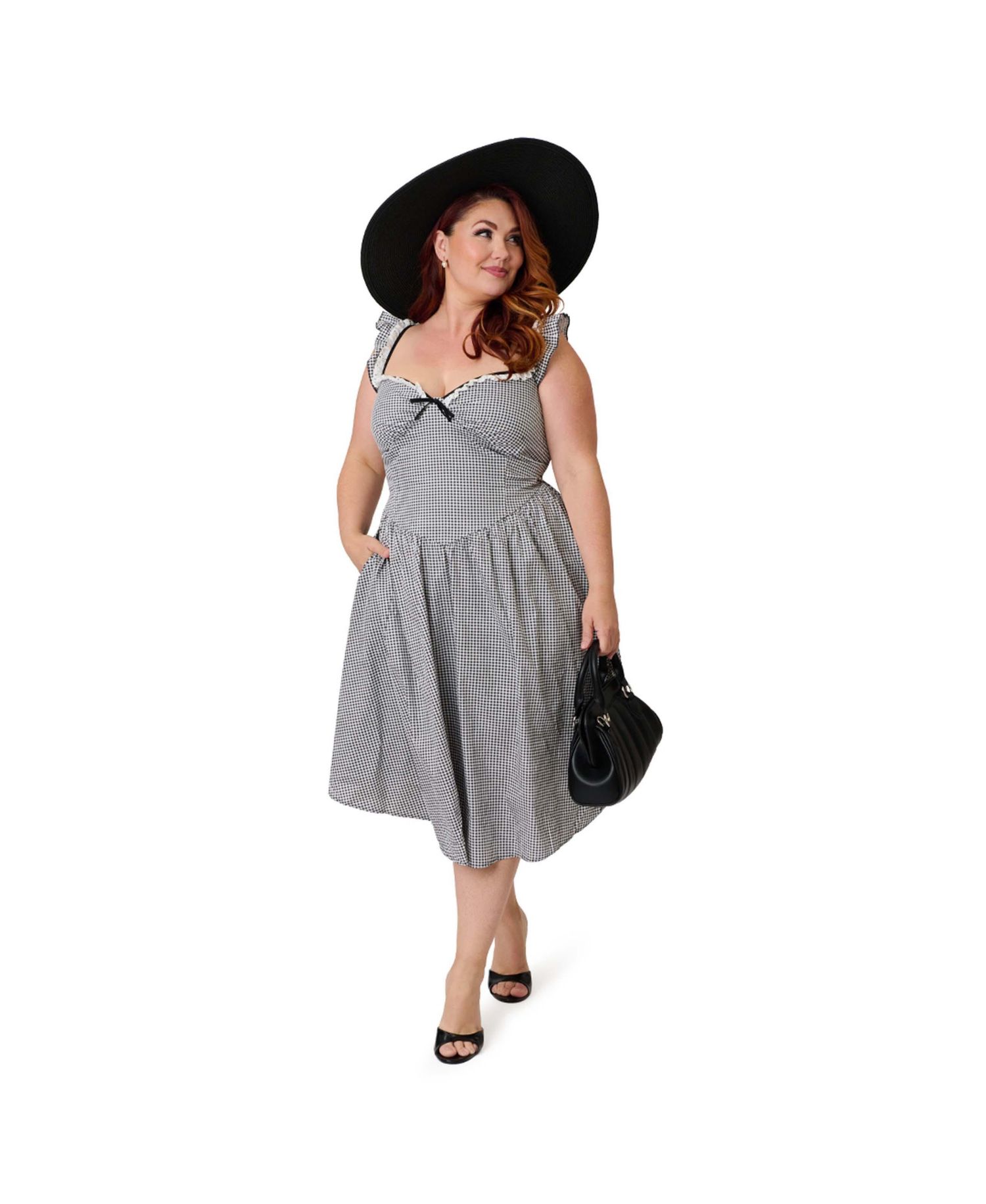 Plus Size Sweetheart Flutter Sleeve Swing Dress