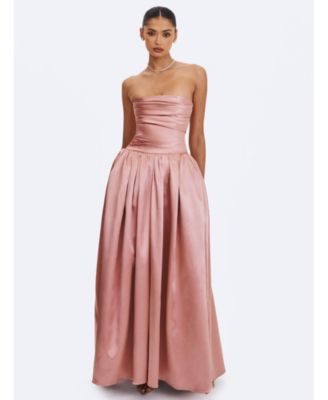 Women's Willette Satin Strapless Gathered Maxi Dress