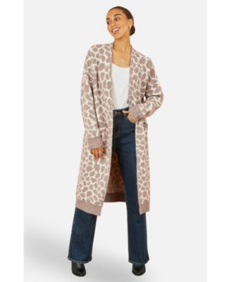 Women's Animal Print Intarsia Long Cardigan