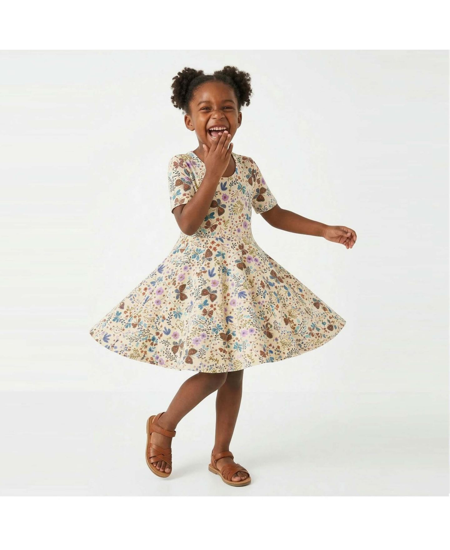 Платье Mightly Fair Trade Organic Cotton Short Sleeve Twirl Dress для девочек, цвет: С принтом — фото 3