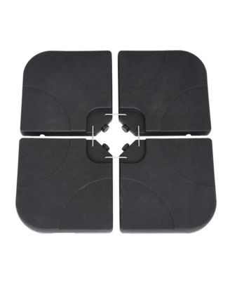 4 Piece Patio Cantilever Umbrella Weighted Base, Square Offset Umbrella Stand Filled With Water or Sand