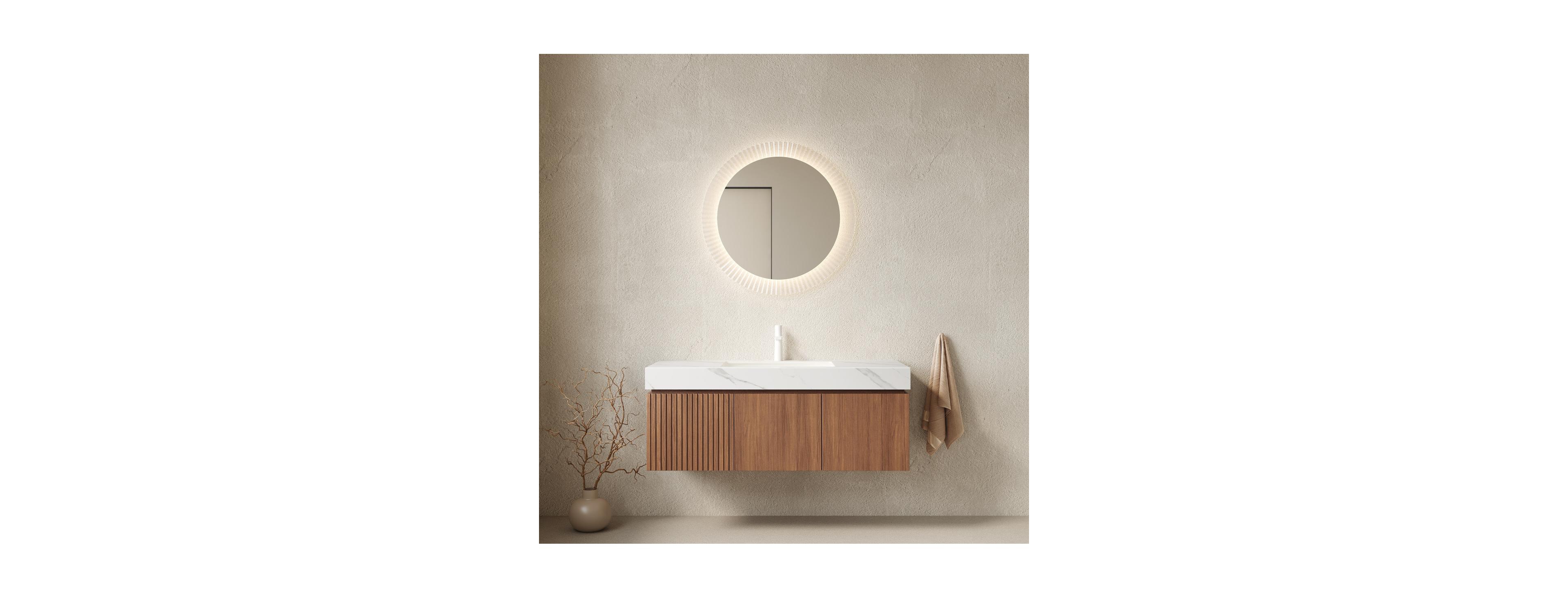 Sillysis Wall Mounted Bathroom Vanity, Carrara Sintered Stone Top, Undermount Ceramic Sink, Soft Close Door
