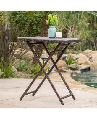 Folding All-Weather Wicker Outdoor Bar Table
