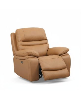 Leather Power Recliner Chair, Top Grain Upholstery, USB and USB-C, 360 lb Support