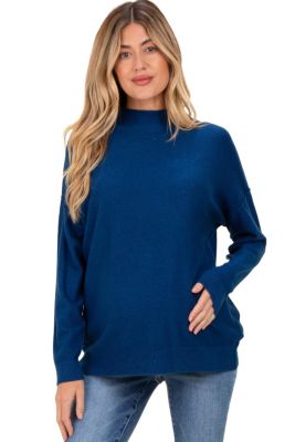 Women's Mock Neck Exposed Seam Sweater
