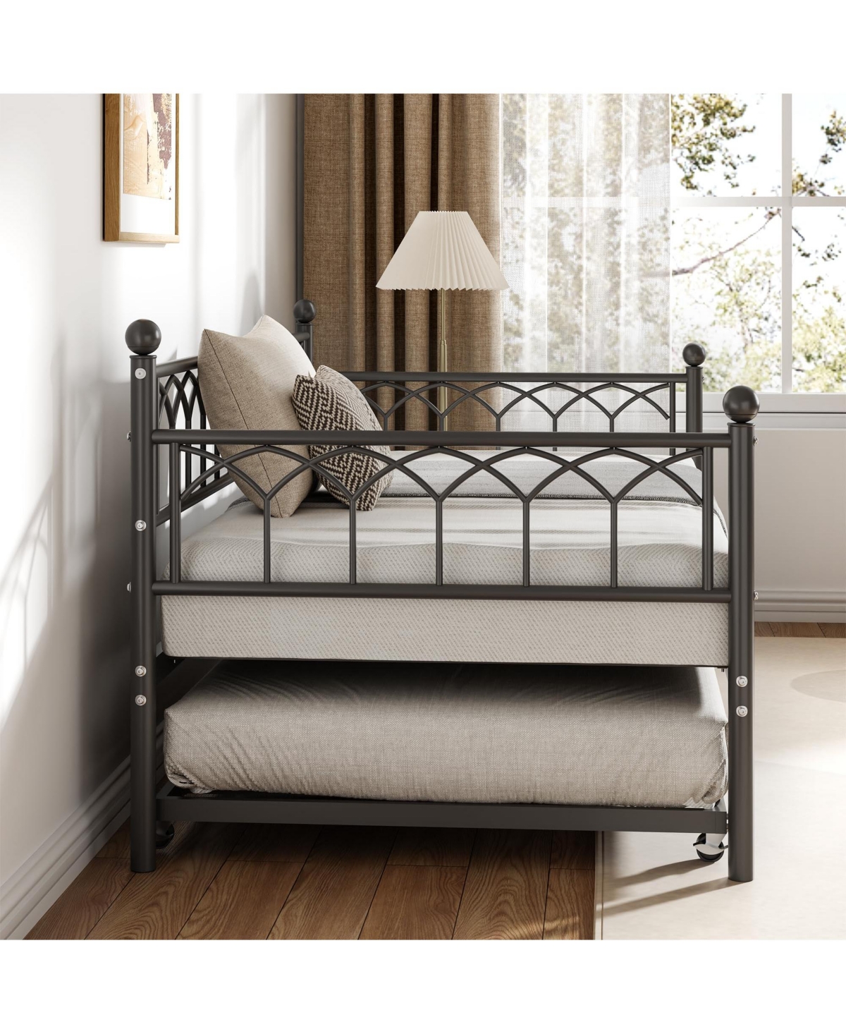 homfan Twin Metal Daybed with Led Lights and Charging Station