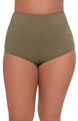 Women's Smoothing and Sculpting Ribbed Ultra High-Waist Swim Shorts